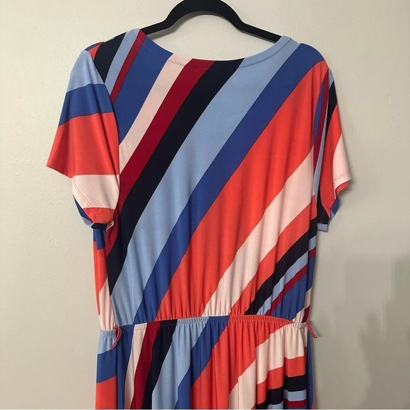 Lane Bryant Short Sleeve Striped Asymmetrical Hem Midi Dress Size 14/16 GUC - Picture 8 of 9